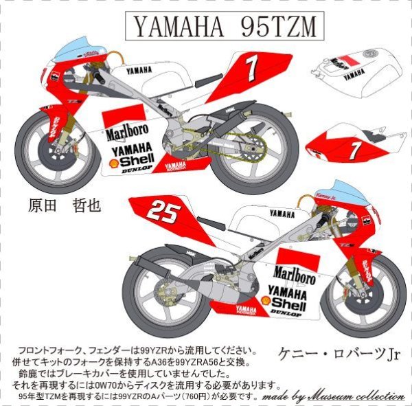 Photo3: 1/12 Yamaha '95 TZM Marlboro Harada, Kenny Roberts Jr Decal (3)