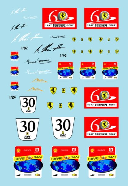 Photo1: 1/24, 43, 87 Ferrari 60th anniversary emblem Decal (1)