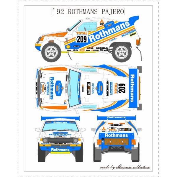 Photo1: 1/24 Mitsubishi Pajero'92ParisDakarRothmans Decal (1)