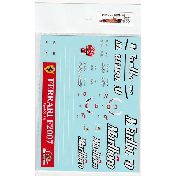 DECALS F'ARTEFICE FM-0040 1/18 FERRARI F2007 TOBACCO & BAR CODE HOTWHEELS
